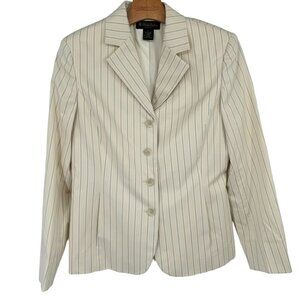 Brooks Brothers Womens Blazer Size 6 lite yellow Pinstripe Stretch Cotton Lined